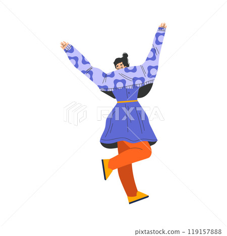 Woman Character Dress Up Put On Sweater Clothes Vector Illustration Woman Character Dress Up Put On Sweater Clothes Vector Illustration 119157888