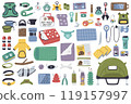 Pet portable gear cute design element set isolated 119157997