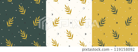 Floral autumn seamless pattern set. Branches and leaves 2d design 119158092