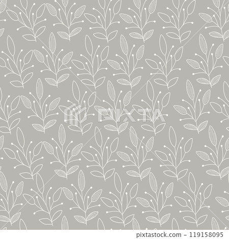 Floral seamless pattern winter branch elements. Random placed vector botany plants all over print Floral seamless pattern winter branch elements. Random placed vector botany plants all over print 119158095