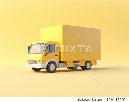 illustration delivery yellow truck. yellow background, side view of lorry. fast delivery concept. 119158201