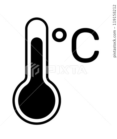 thermometer icon temperature symbol, black and white vector illustration of a device that measures temperature with degree Celsius thermometer icon temperature symbol, black and white vector illustration of a device that measures temperature with degree Celsius 119158212