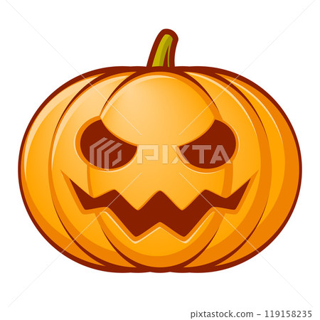 Halloween pumpkin, color vector cartoon illustration of Jack lantern, isolated on white 119158235