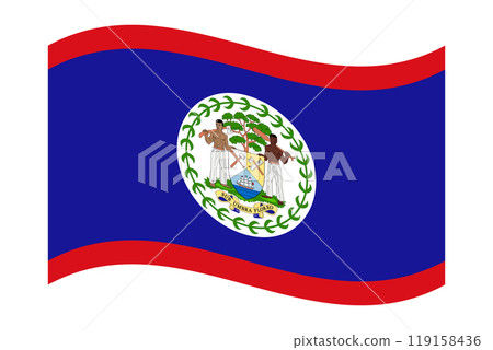 Wavy flag of Belize, isolated on a transparent background. Vector illustration Wavy flag of Belize, isolated on a transparent background. Vector illustration 119158436