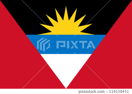 The official national flag of Antigua and Barbuda. Vector illustration 119158451