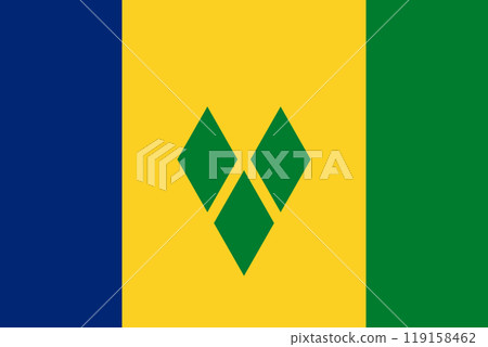 The official national flag of the Saint Vincent and the Grenadines. Vector illustration 119158462