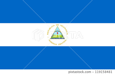 Official national flag of Nicaragua. Flag of the Republic of Nicaragua. Vector illustration 119158481
