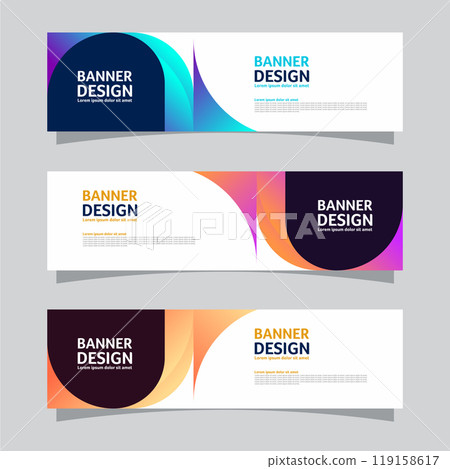 Vector set of landscape banner background design concept. Colorful background business layout template 119158617