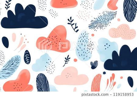 Whimsical Clouds and Flowers Illustration for Children's Book Design Generative AI 119158953