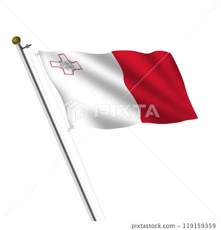 Malta Flagpole 3d illustration on white with clipping path Malta Flagpole 3d illustration on white with clipping path 119159359