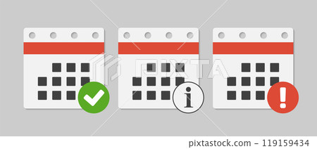 Icon calendar - popup message check, info, error 119159434