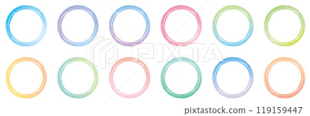 圓形手繪彩色粉彩集向量 119159447