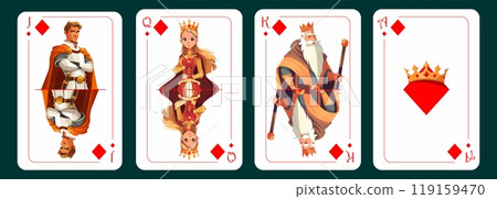 Jack of diamonds, queen of diamonds, king of diamonds, ace of diamonds. Playing cards Jack of diamonds, queen of diamonds, king of diamonds, ace of diamonds. Playing cards 119159470