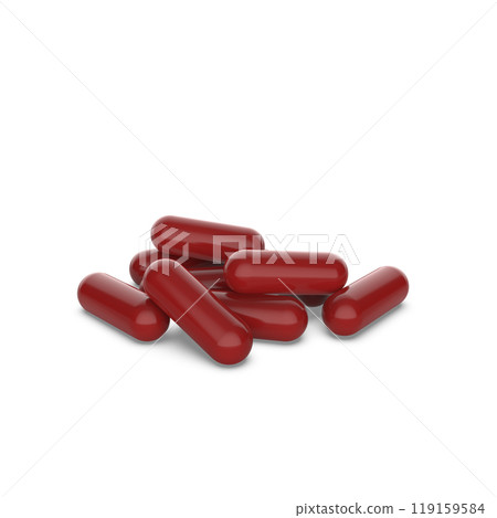 red pills isolated on white background 119159584