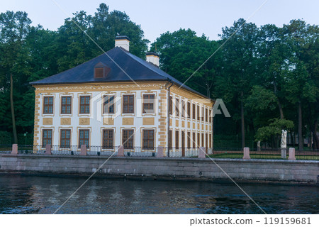 Summer Palace of Peter the Great on the bank of the Fontanka river in St. Petersburg during white night Summer Palace of Peter the Great on the bank of the Fontanka river in St. Petersburg during white night 119159681