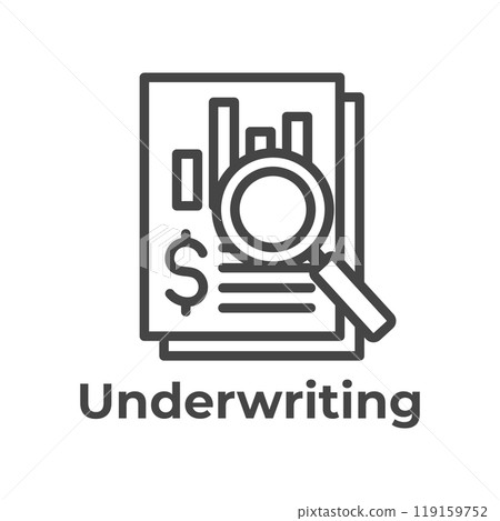 Underwriting Concept with Credit Score and Personal Finance Inspection Underwriting Concept with Credit Score and Personal Finance Inspection 119159752