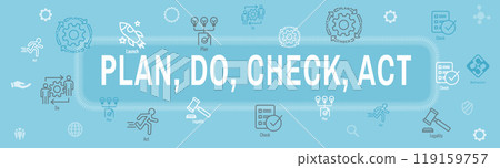 Plan Do Check Act Business Strategy - Procedure for Continuous Improvement Icon Set and Web Header Banner Plan Do Check Act Business Strategy - Procedure for Continuous Improvement Icon Set and Web Header Banner 119159757