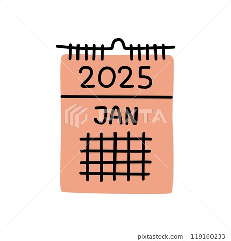 Doodle calendar schedule icon or logo, hand drawn with thin black line. Doodle calendar schedule icon or logo, hand drawn with thin black line. 119160233