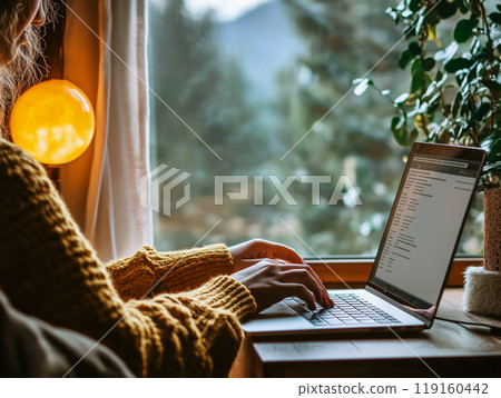 Remote worker in a mountain 119160442