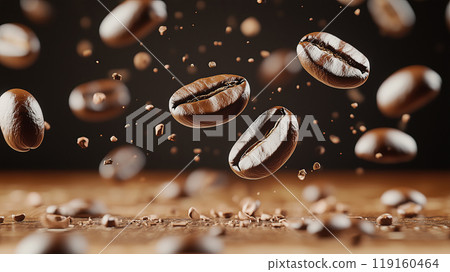 A close-up shot of roasted coffee beans A close-up shot of roasted coffee beans 119160464