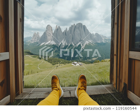 Remote worker in a mountain 119160544