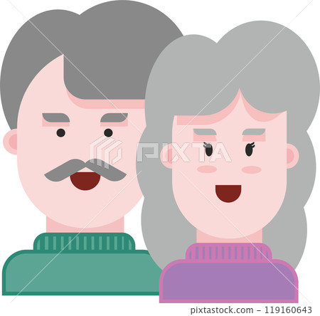 flat design illustration of a couple of elderly people male and female 119160643