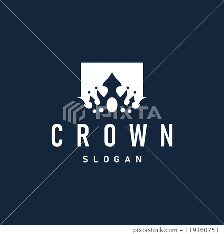 Crown logo design simple beautiful luxury jewelry king and queen princess royal templet illustration 119160751