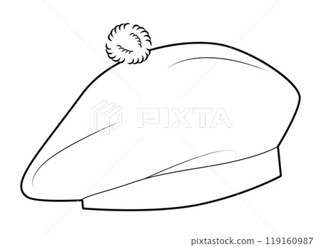 Balmoral bonnet Beret Hat. Winter Head Fashion accessory cap clothing technical illustration. Vector headgear for Men 119160987