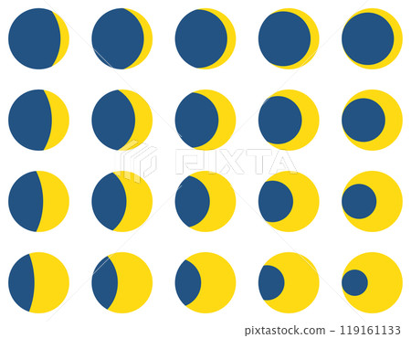 Vector illustration set of moon phases, crescent moon icons 119161133