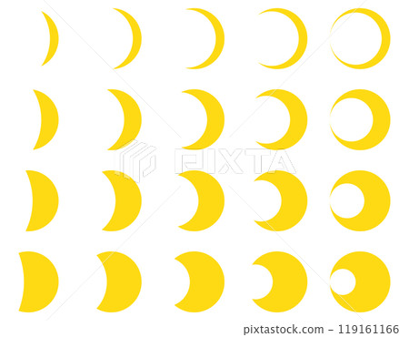 Vector illustration set of moon phases, crescent moon icons 119161166