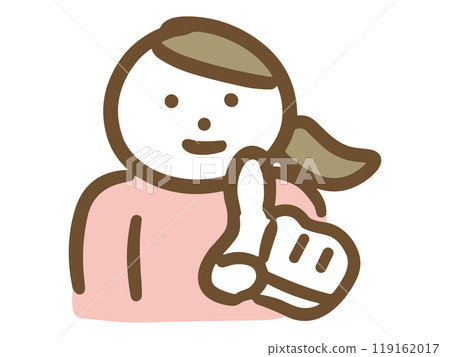 A woman pointing her finger firmly forward A woman pointing her finger firmly forward 119162017