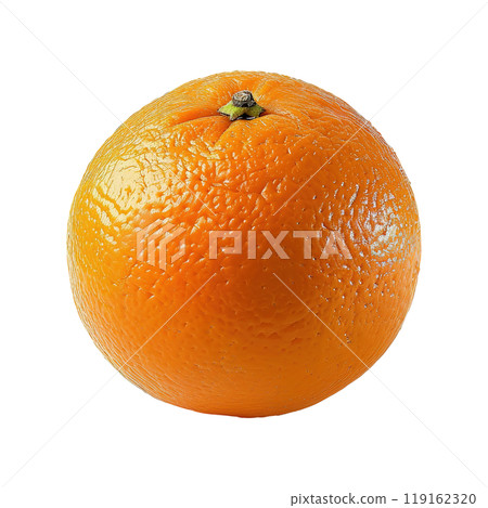 Succulent Whole Orange with Smooth Peel and Verdant Green Stem 119162320
