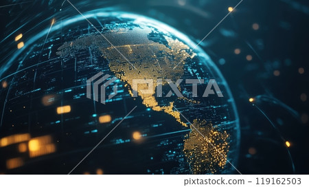 A computer generated image of a globe with the United States A computer generated image of a globe with the United States 119162503