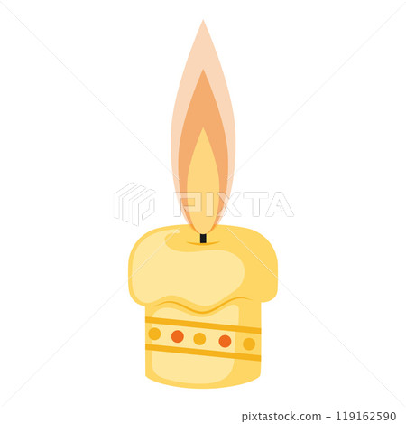 Short yellow candle with soft orange flame, Vector Short yellow candle with soft orange flame, Vector 119162590
