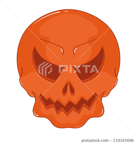 Orange Skull with spiral and jagged teeth, Vector Orange Skull with spiral and jagged teeth, Vector 119163096