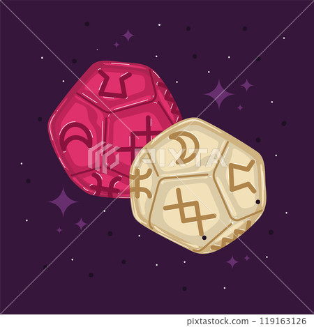 Runic dice with mystical symbols on dark background, Vector Runic dice with mystical symbols on dark background, Vector 119163126