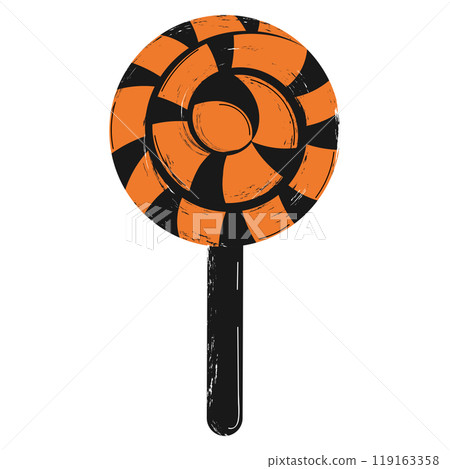Halloween swirl lollipop in orange and black with grunge texture Vector Halloween swirl lollipop in orange and black with grunge texture Vector 119163358