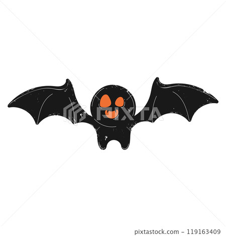 Creepy Halloween bat with orange eyes and grunge texture Vector Creepy Halloween bat with orange eyes and grunge texture Vector 119163409