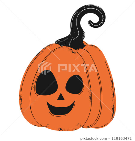 Vintage style Halloween pumpkin with creepy smiling face Vector 119163471