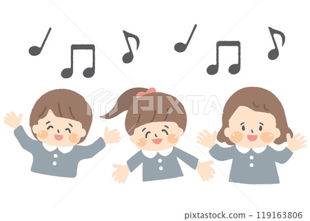 兒童合唱和音符唱歌的插圖 119163806
