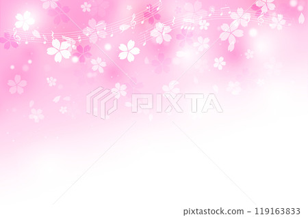 Musical notes and falling cherry blossom petals (pink background) 119163833