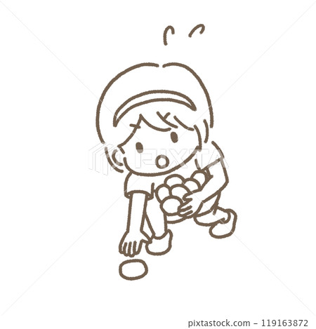 A girl trying her best at ball throwing at a sports day A girl trying her best at ball throwing at a sports day 119163872