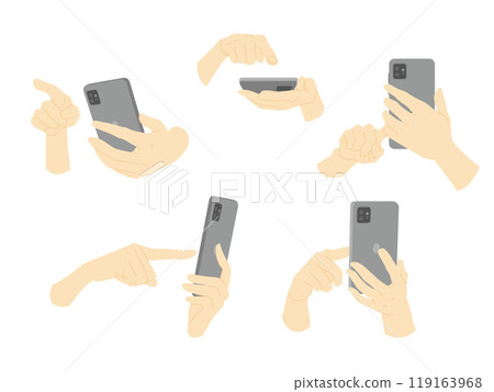彩色插畫素材集2隻手用雙手點選智慧型手機 119163968