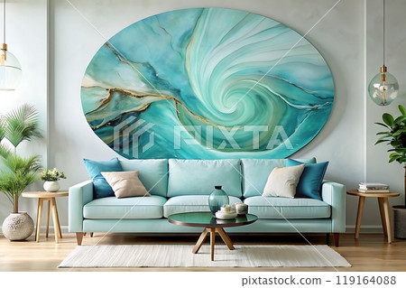 Oceanic Teal Art with Coastal Furniture for a Serene Space 119164088