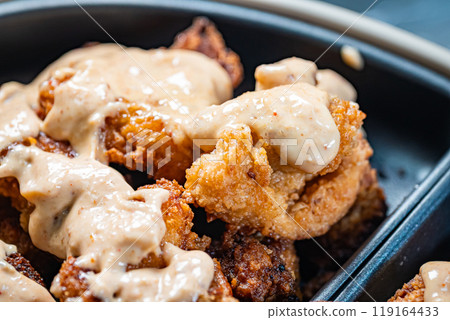 Dish: Rice, Fried chicken with mentaiko mayonnaise Dish: Rice, Fried chicken with mentaiko mayonnaise 119164433