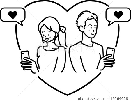男女配對圖解 愛情狩獵與婚姻狩獵 僅限線描 119164628