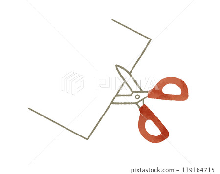 用剪刀剪紙-水彩 119164715