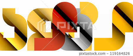 Abstract background. Colorful geometric curve shapes with black shadow lines effects Abstract background. Colorful geometric curve shapes with black shadow lines effects 119164826