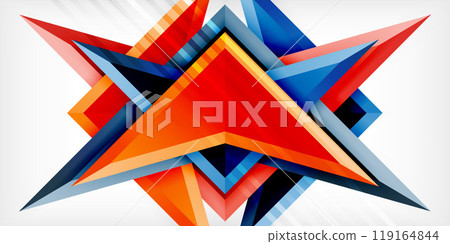 Arrows with 3d effect abstract background. Triangles on light grey backdrop 119164844