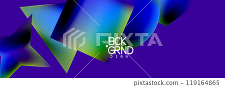 Neon color geometric shapes square triangle circle abstract background. Vector Illustration For Wallpaper, Banner, Background, Card, Book Illustration, landing page 119164865